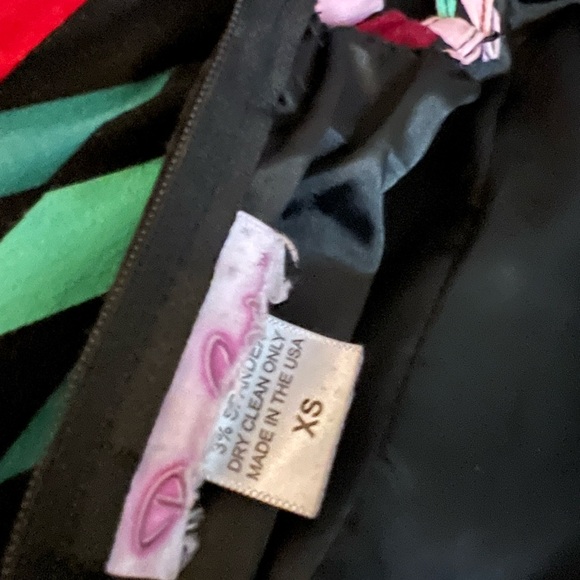 Pinup Couture Harlequin Midi Dress in Pink, Red, and Green - Picture 3 of 5